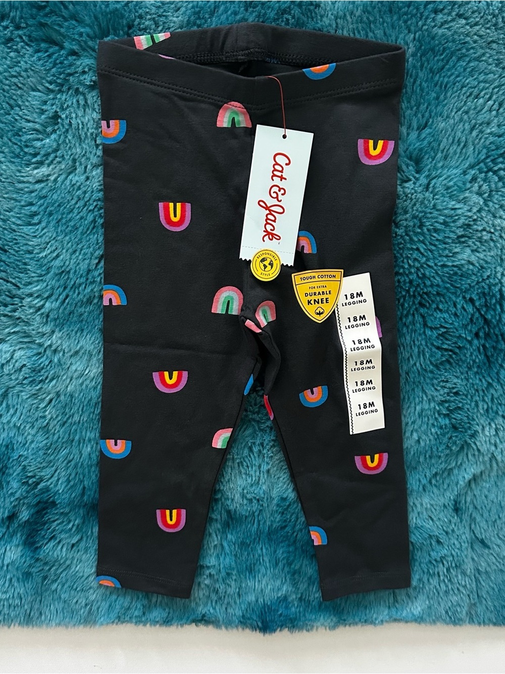 Cat & Jack Gray Leggings with Rainbow Print Size 18 Months